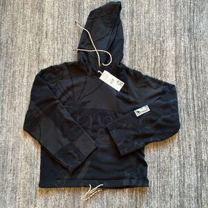 Jungles Jungles Terry Cloth Towel Black Hoodie Sweatshirt, size S, NWT